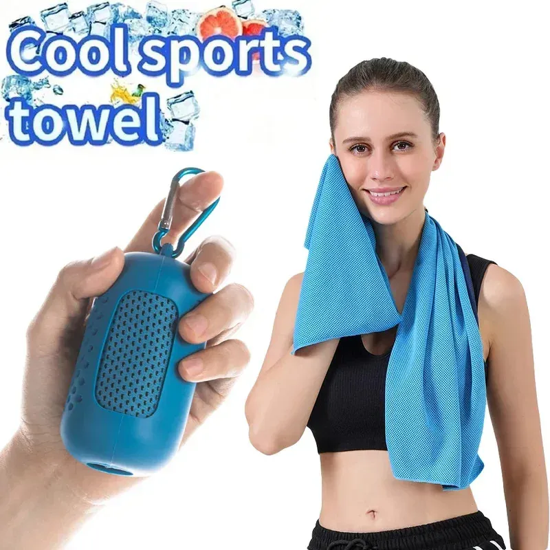 Eis Handtuch Atmungsaktive Kühlung Schnell Trocknend Handtuch Sport Handtuch Silikon Tasche Tragbare Handtuch Laufen Schwimmen Gym Yoga Handtuch