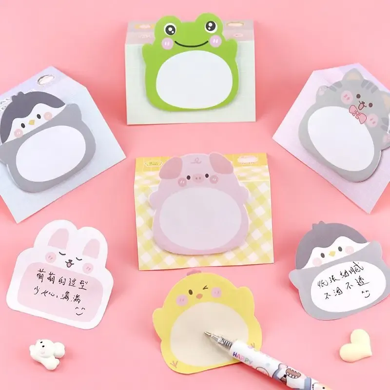 8 Stück/Set, 1–3–5 Set selbstklebende Kawaii-Cartoon-Tiere, Haftnotizen, Notizblock, Notizblock, Briefpapier-Aufkleber