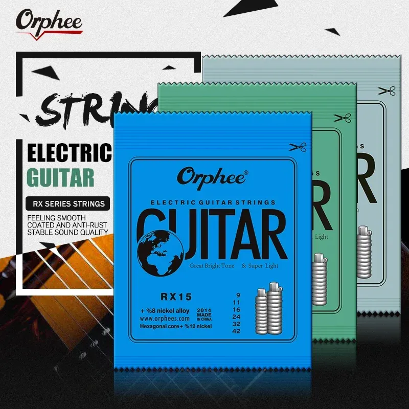 Orphee RX Gitarrensaiten, mittlerer Kohlenstoffstahl, sechseckiger Kern, austenitischer Legierung umsponnen, Guitarra, E-Gitarren-Zubehör