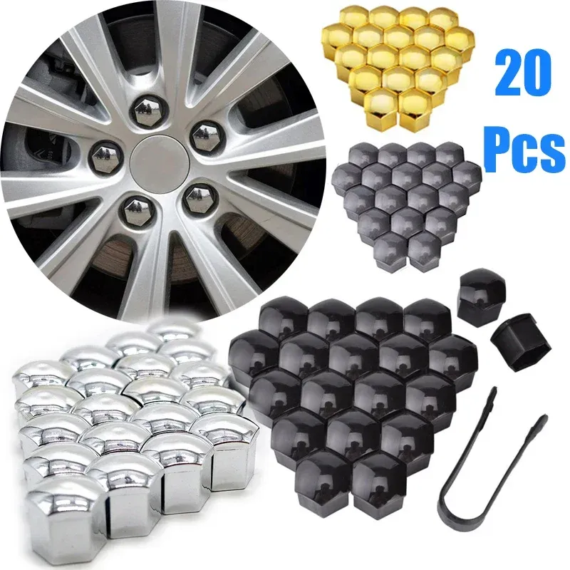 20 Stück Auto-Radmutterkappen, 17 mm/19 mm/21 mm, Auto-Naben-Schraubenabdeckung, schwarzer Kunststoff, Anti-Staub, Auto-Radmutter-Schraubenabdeckungen, Reifenzubehör