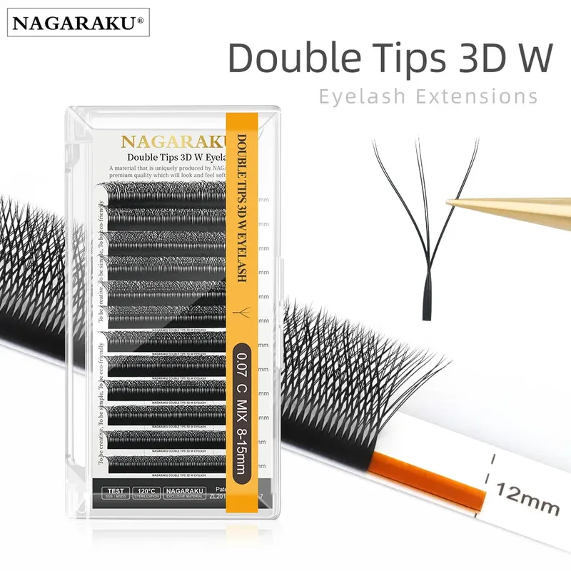 NAGARAKU Doppelspitzen 3D W Wimpern W-Form Wimpernverlängerung Blister vorgefertigte Fächer