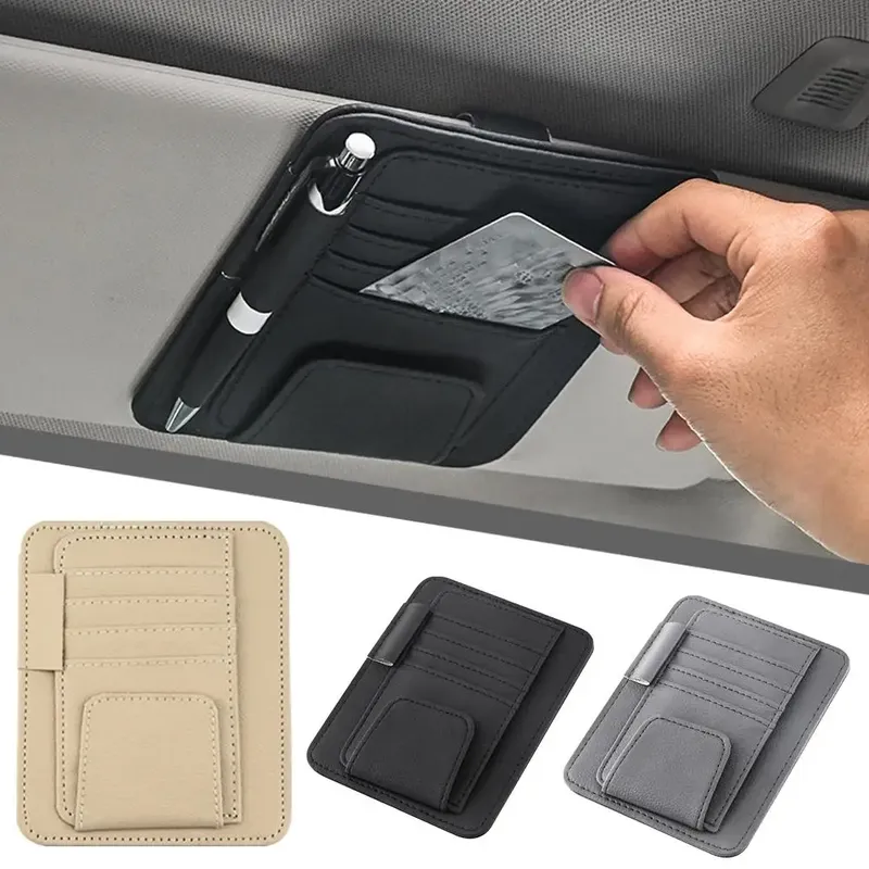 Auto Sonnenblende Organizer Multi-Pocket Visitenkarte Lagerung Management Sonnenbrille Halter Visier Zubehör Auto Innen