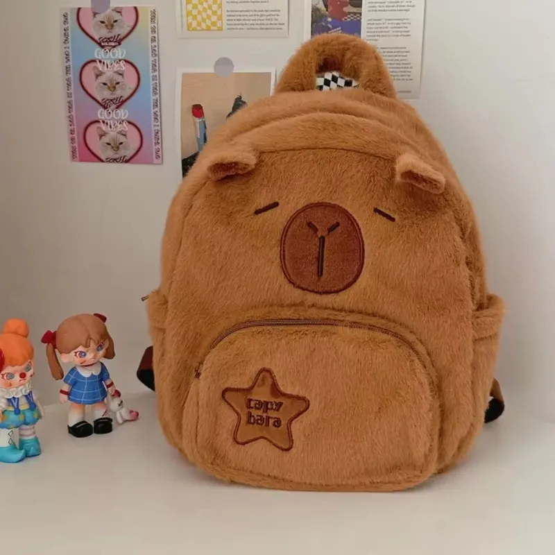 Kawaii Capybara Plüsch-Rucksack für Frauen, vielseitige Cartoon-lustige Capibala-Umhängetasche, eine Tragetasche mit großer Kapazität