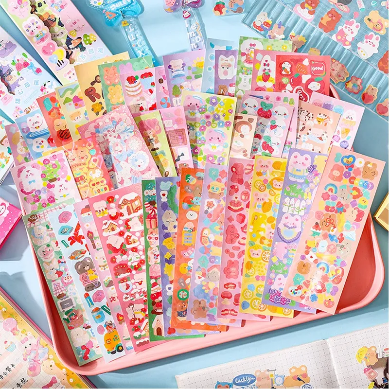 200 Stück Kawaii-Aufkleber für Kinder, niedlich, stationär, ästhetisch, Tagebuch, Dekoration, Kunstbedarf, Aufkleber für Scrapbooking, viel koreanisches Papier