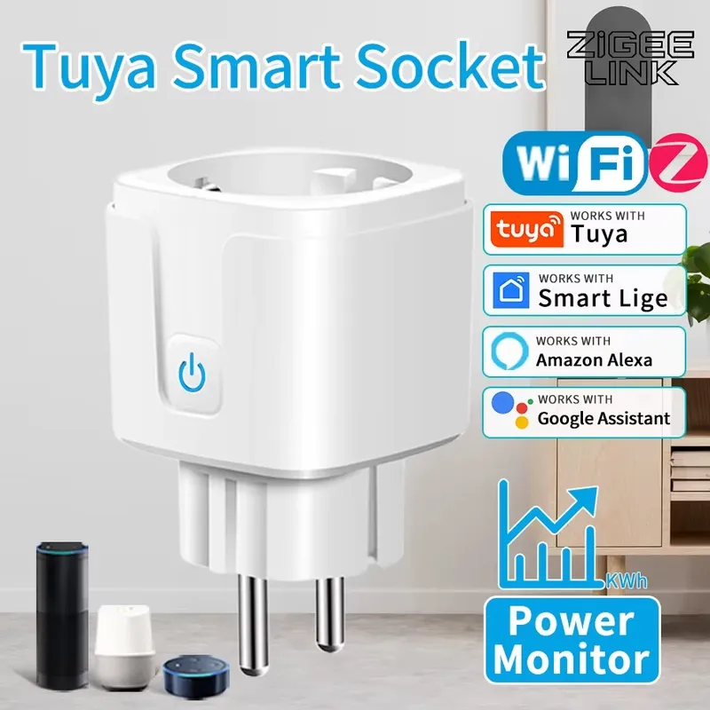EU Tuya Smart WiFi Zigbee 3,0 Buchse 16A/20A Energie Monitor Stecker Sprachsteuerung Timer Schalter für Küche wohnzimmer Alexa Google