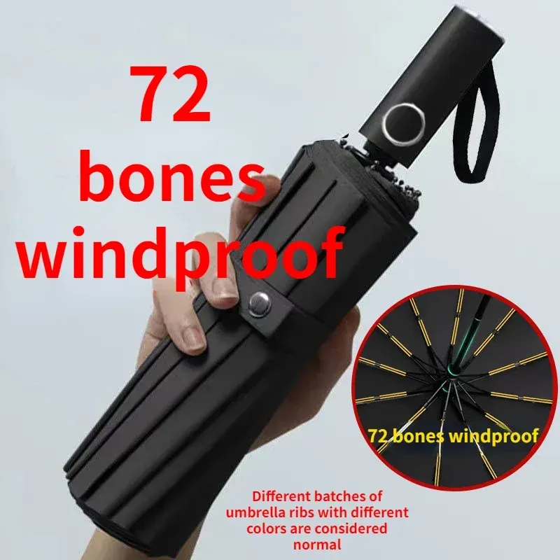 72-Knochen-Regenschirm, superstark, winddicht, automatisch faltbar, verstärkt, große, regensichere Sonnenschutz-Regenschirme für Damen