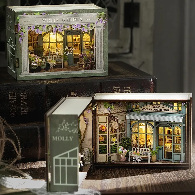 Mini Puppenhaus DIY Kleines Haus 3D Puzzle Montage Gebäude Modell Spielzeug Hause Schlafzimmer Dekoration Mit Möbel LED Lichter Geschenke