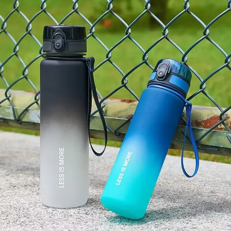 1-Liter-Sportwasserflasche mit großem Fassungsvermögen, auslaufsicher, bunter Plastikbecher, Getränkeartikel, Outdoor-Reisen, tragbar, für Fitnessstudio, Fitness, Krüge