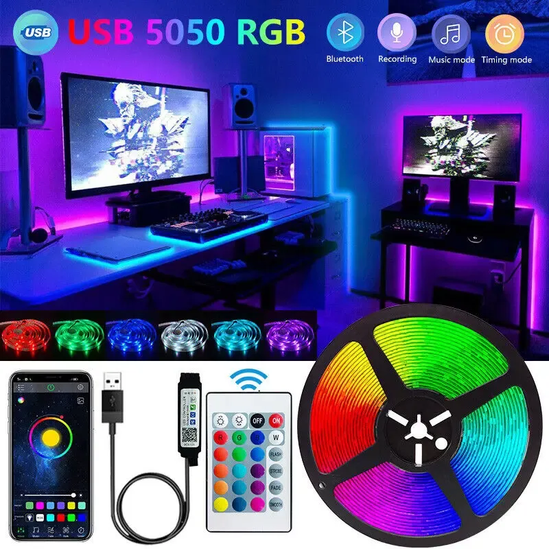 Bluetooth LED Streifen Lichter Smart SMD 5050 APP Fernbedienung Flexible Band Diode Lampe Band TV Hintergrundbeleuchtung Spiel Zimmer Wohnkultur