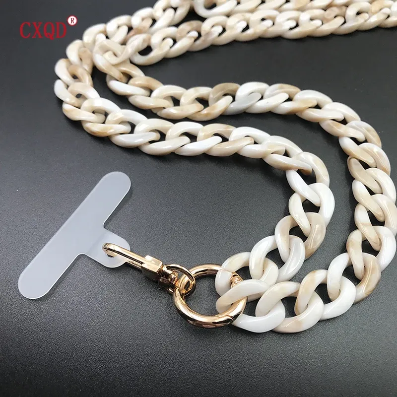 120cm abgeschrägtes Design Anti-Lost Telefon Lanyard Seil Hals riemen bunte tragbare Acryl Handy kette Zubehör Geschenke im Freien