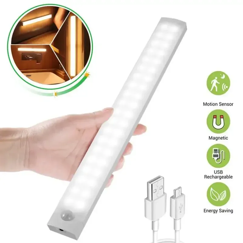 Motion Sensor Licht Drahtlose LED Nachtlicht USB Aufladbare Nacht Lampe Schrank Garderobe Lampe Treppe Hintergrundbeleuchtung Für Küche