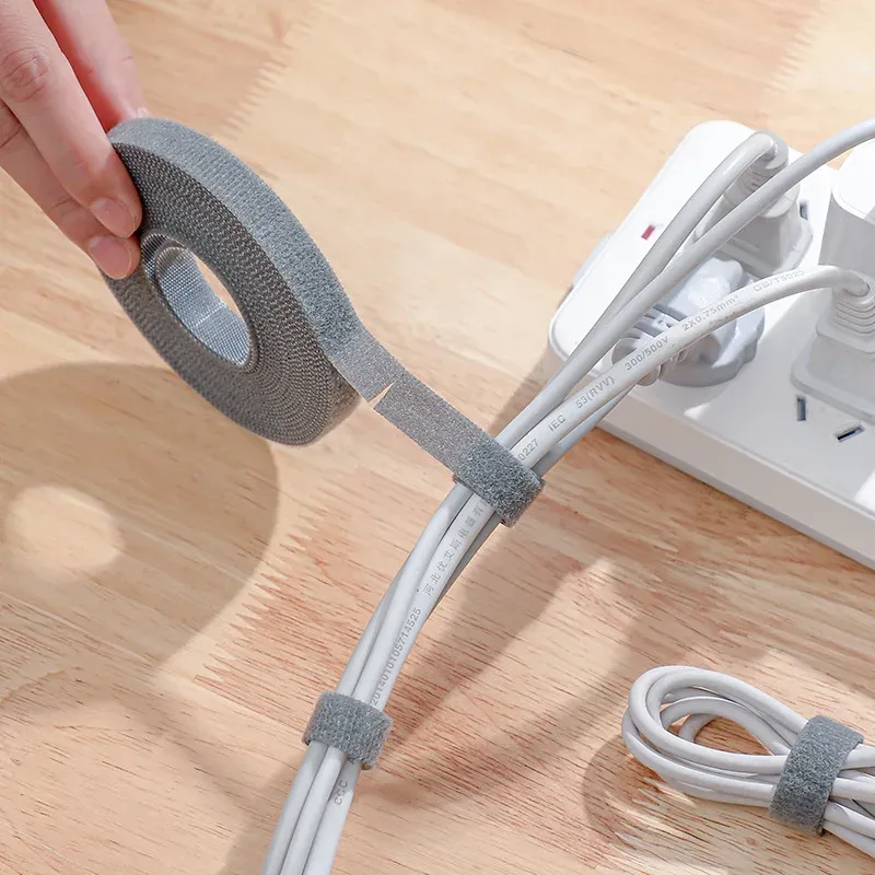 5 m Kabelmanager, Datenkabel-Aufbewahrungsartefakt, Klettverschluss, wiederverwendbarer Kabelbinder, Nylon, frei geschnittener Schreibtisch-Draht-Organizer, Kabelbindungsband