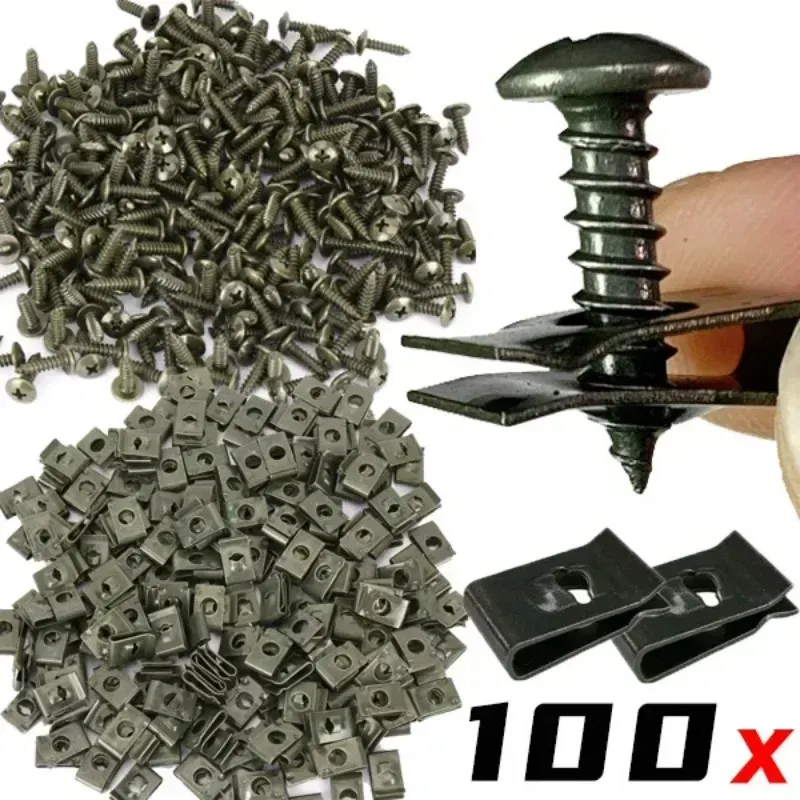 Auto-Befestigungsclip, U-förmiger Metallschrauben-Clip, Werkzeuge für Motorrad, Motor, Unterboden, Spritzschutz, Schutz, Stoßstangenschraube, Autozubehör