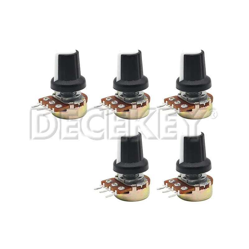 5 Sets WH148 1K 10K 20K 50K 100K 500K Ohm 15mm 3 Pin Linear Taper Drehpotentiometer Widerstand für Arduino mit AG2 weißer Kappe