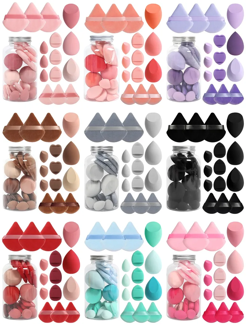 Frühling 15 Dosen, 3 lose Puder quasten & 3 Mini lose Puder quasten & 3 Mini Make-up Eier & 3 Mini Luftkissen Puffs, Foundation Mix
