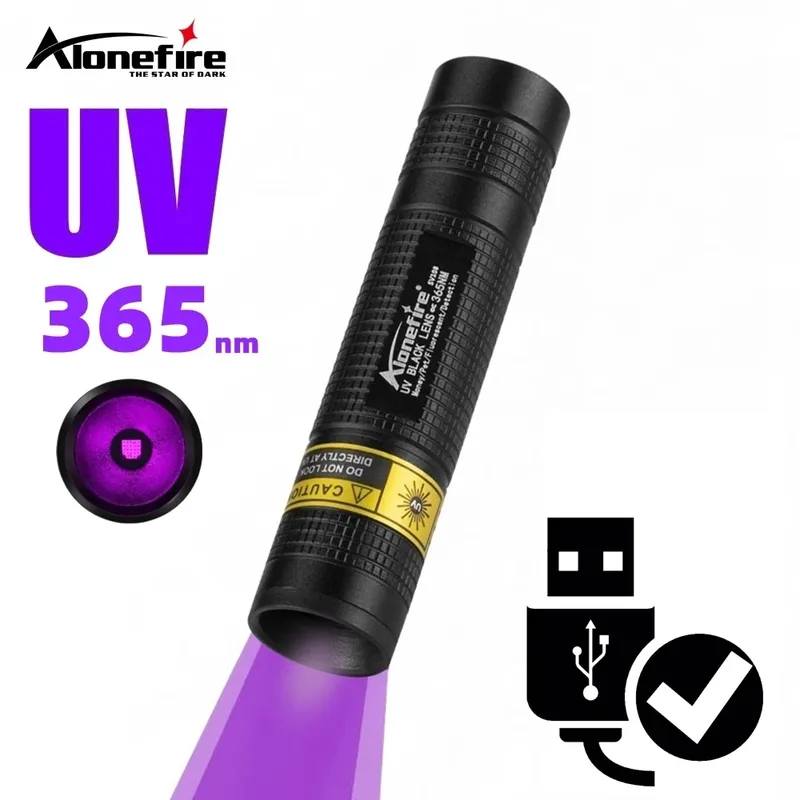 365nm Mini UV Led Schwarzlicht Taschenlampe USB Aufladbare Nagel lampe Pet Fleck Leckage Marker Erz Geld Skorpion Erkennung lichter