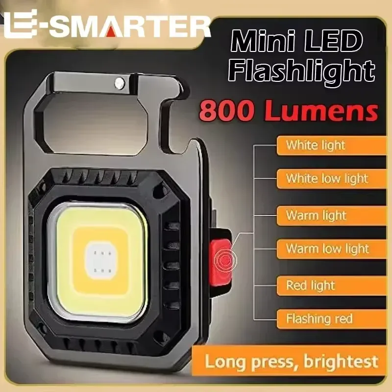 Mini-LED-Taschenlampe, magnetisch, COB, Outdoor, Camping, Taschenarbeitslicht, 800 Lumen, USB wiederaufladbar, 7 Modi, Strahler