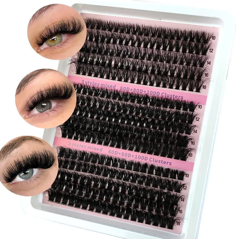 Neue 15 Reihen DIY 5D Flauschige Wimpern Cluster 60D-200D Dicke Wimpern Cluster Wispy Einzelne Wimpern 10-20mm Cluster Wimpern Verlängerung