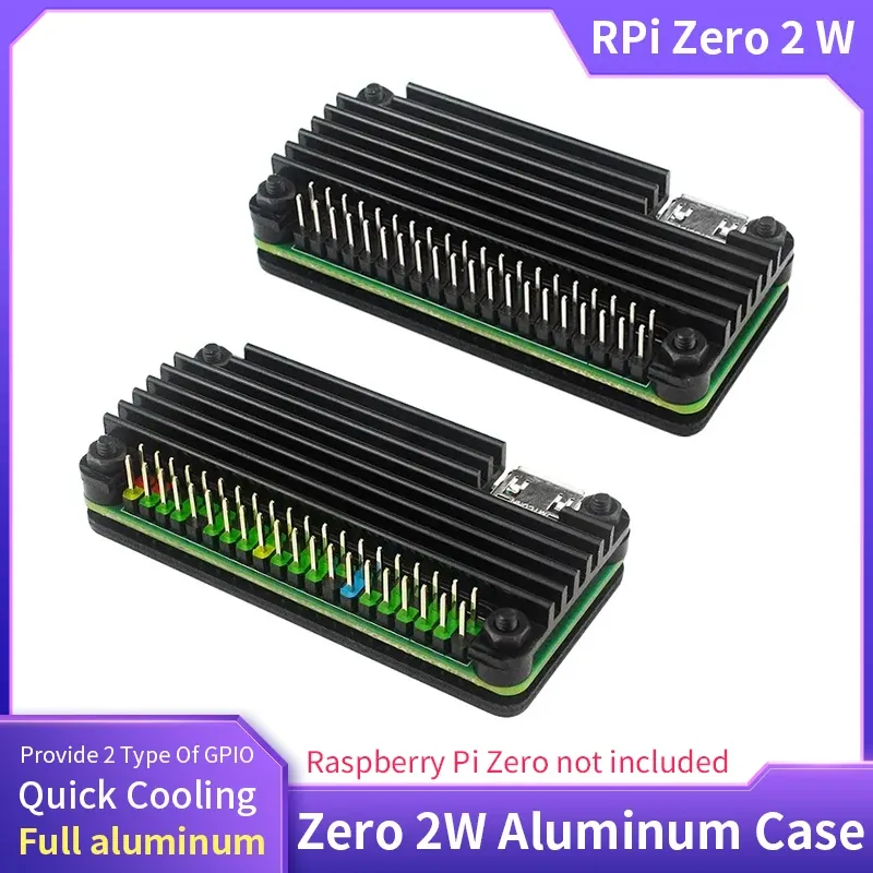 Raspberry Pi Zero 2 W Aluminiumgehäuse Metallgehäuse Passive Kühlung Kühlkörper GPIO Header für Raspberry Pi Zero 2 W