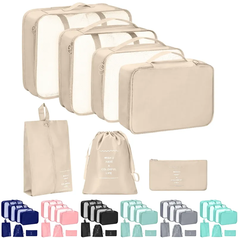 7 Teile/satz Reise Veranstalter Lagerung Taschen Koffer Verpackung Würfel Set Fällen Tragbare Gepäck Kleidung Schuh Ordentlich Beutel Falten.-zmt