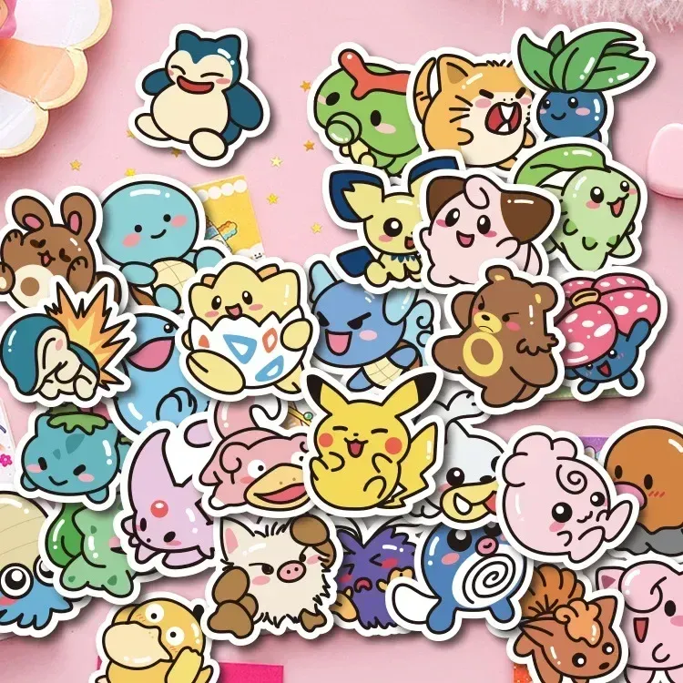 50pcs kawaii anime pokemon aufkleber pikachu abziehbilder diy für laptop gepäck skateboard telefon cartoon kid spielzeug geschenk aufkleber