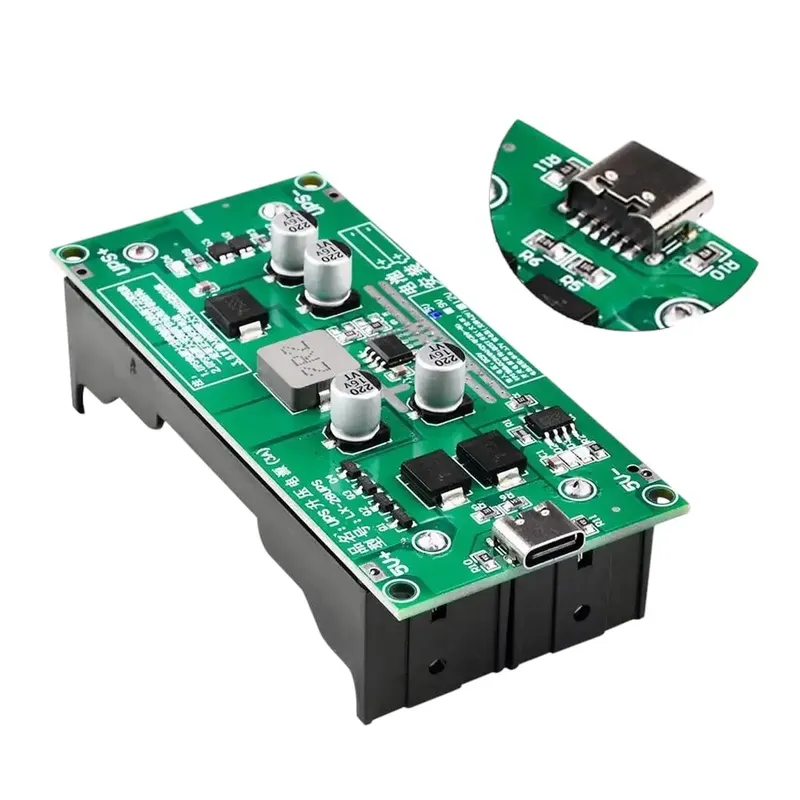 18650 Lithium-Batterie-Ladegerät-Modul, DC-DC-Aufwärtswandler, 15 W, 3 A, Schnellladung, USV-Stromversorgung, Typ C, 5 V, 9 V, 12 V