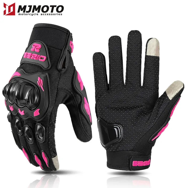 Sommer Dame Rosa Motorrad Handschuhe Frauen Atmungsaktive Motorrad Reiten Handschuhe Anti-herbst Touch Funktion Motocross Moto Biker Handschuhe