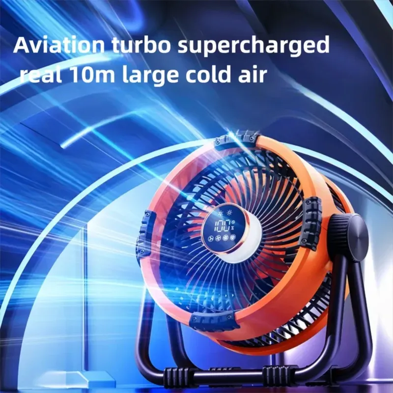 Multifunktionaler Outdoor-Camping-Ventilator, wiederaufladbarer Deckenventilator mit 3-Gang-Nachtlicht und tragbarem Powerbank-Ventilator