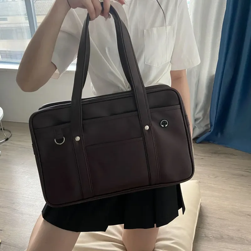 Schultasche PU-Leder japanische breite Applikation japanische Handtasche große Kapazität wasserdicht