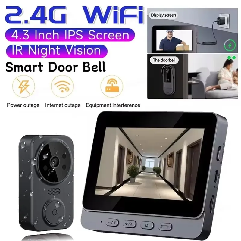 Kabelloses Video-Türklingel-Kamera-Set – intelligente Sicherheit mit Nachtsicht, 2,4 G WLAN, HD-Bild, Bewegungserkennung und Cloud-Speicher