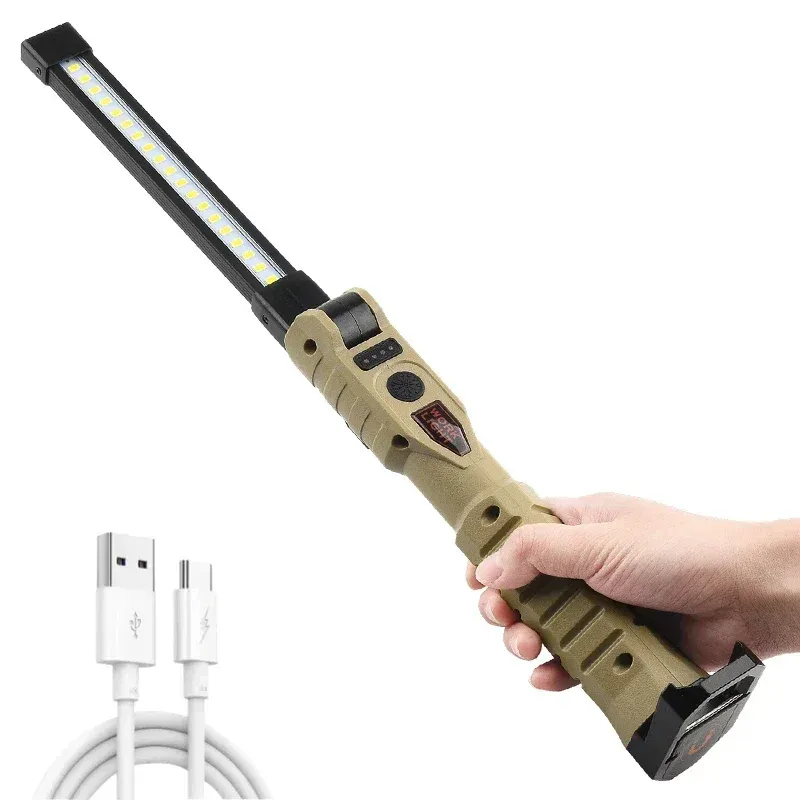 Zusammenklappbare COB XPE LED-Arbeitsleuchte, Handtaschenlampe mit eingebauter Batterie, Taschenlampe, Notfall-Auto-Inspektionslampe, roter SOS-Blitz