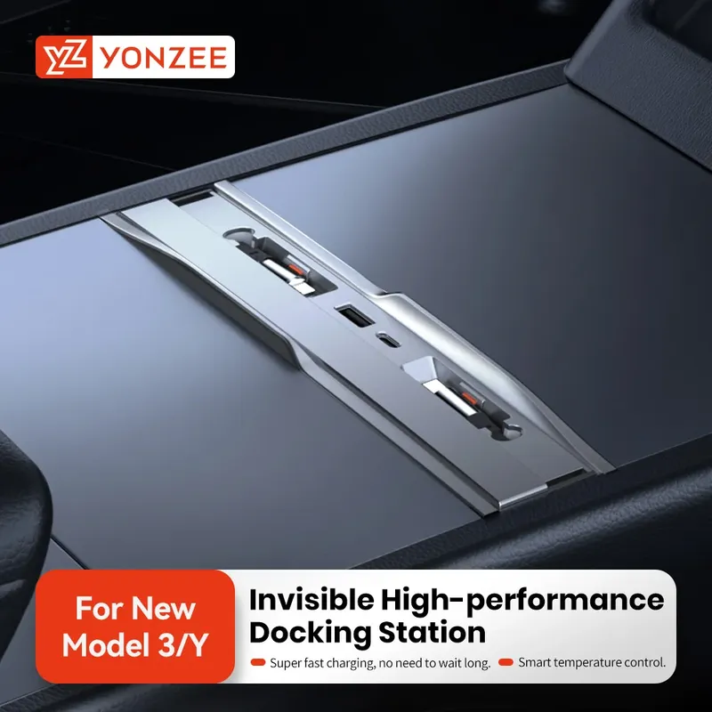 YZ Für Tesla Modell 3 Highland Modell Y Juniper 2025 54 W Schnell Ladegerät USB Shunt Hub Intelligente Docking Station auto Adapter Power