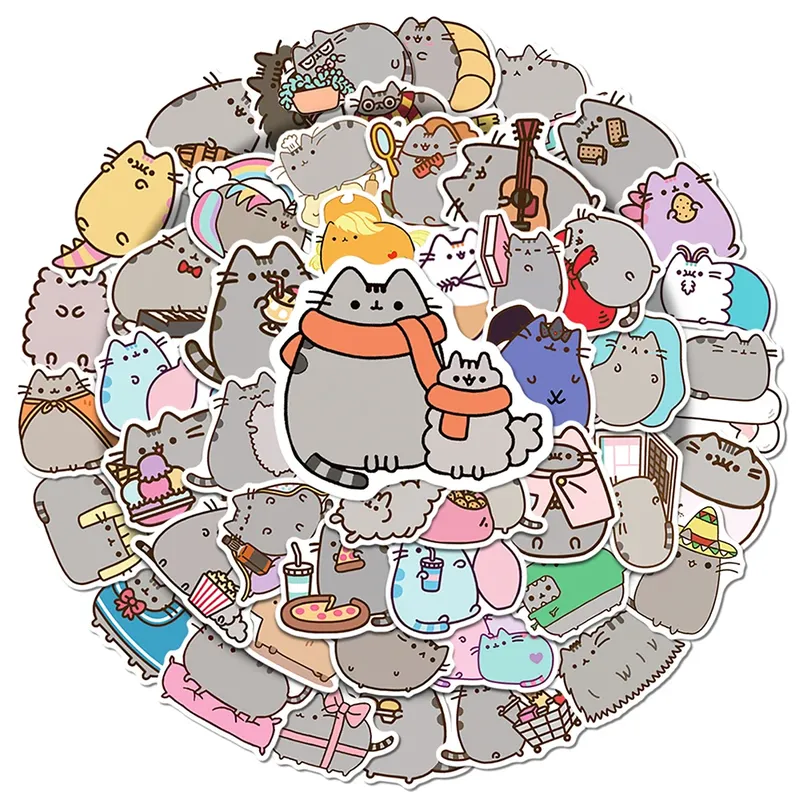 50PCS Nette Kawaii Chunky Katze Aufkleber Ästhetische Aufkleber DIY Schreibwaren Sammelalbum Telefon Tagebuch Graffiti Wasserdicht Nette Aufkleber Spielzeug