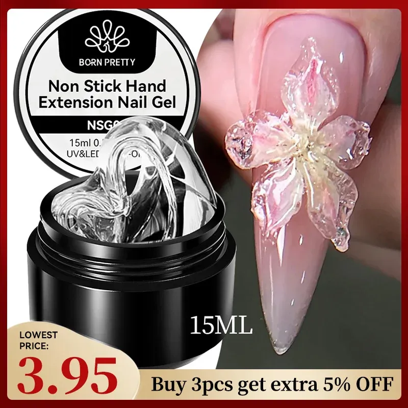 BORN PRETTY 15 ml klares, antihaftbeschichtetes Handverlängerungsgel, 3D-Shaping, Sculpting, Carving Nail Art, festes Hartgel für künstliche Nägel