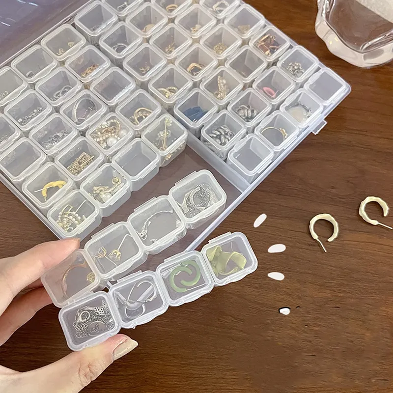 Aufbewahrungsbox mit 28 Fächern, verstellbare Fächer für Schmuck, Diamanten, Stickerei, Kunsthandwerk, Zubehör, Kunststoff-Reise-Organizer