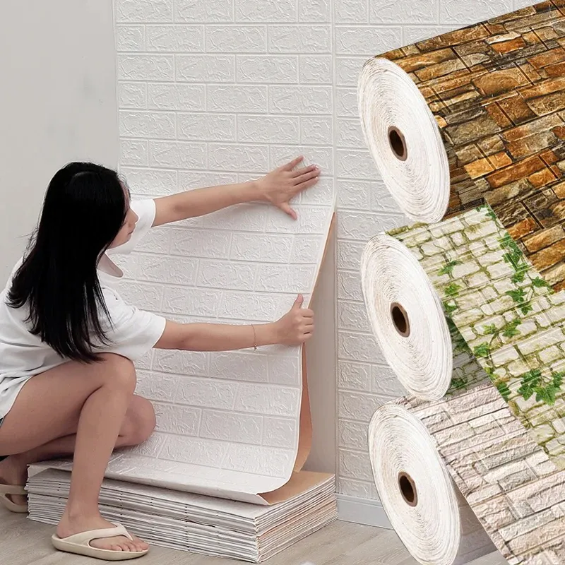 70cm * 1m 3d selbst klebende Wanda uf kleber Nachahmung Ziegel Schlafzimmer Wohnkultur wasserdichte selbst klebende DIY Tapete für Wohnzimmer