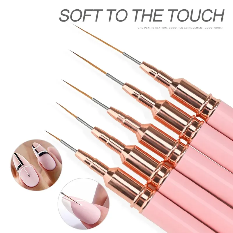 LINMANDA Nail Art Liner-Pinsel für lange Linien, Liner-Pinsel, Gel-Nagellack, Malerei, Nageldesign-Pinsel, Metallgriff, Nagelzeichenstifte