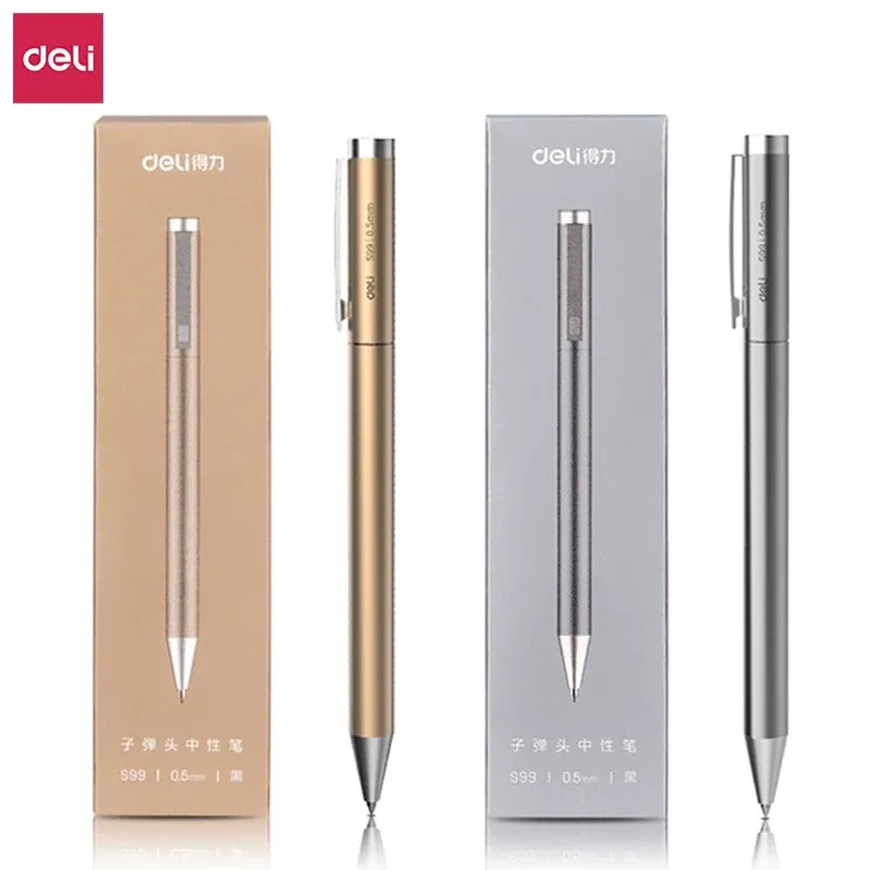 Deli Metallschildstift, Gel-Tintenstifte, goldene silberne Farbe, Metallic-Schreibstift, Bürobedarf, 0,5 mm