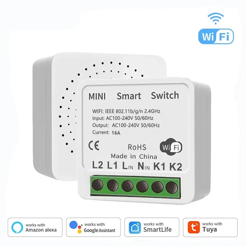Mini DIY Smart Switch Tuya WiFi Lichtschalter Modul benötigt Neutralleiter 2-Wege-Timer Wireless Breaker Arbeit für Alexa Google Home