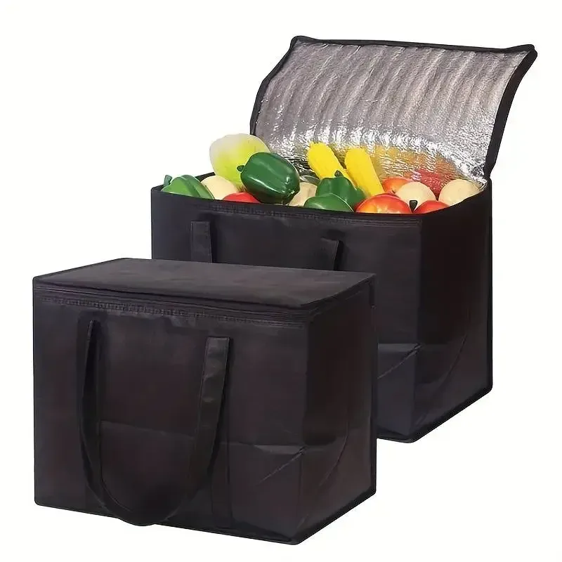 Isolierte Einkaufstüten mit großer Kapazität, faltbar, wiederverwendbar, weiche Kühltasche, leicht, für heiße und kalte Lebensmittel zum Mitnehmen