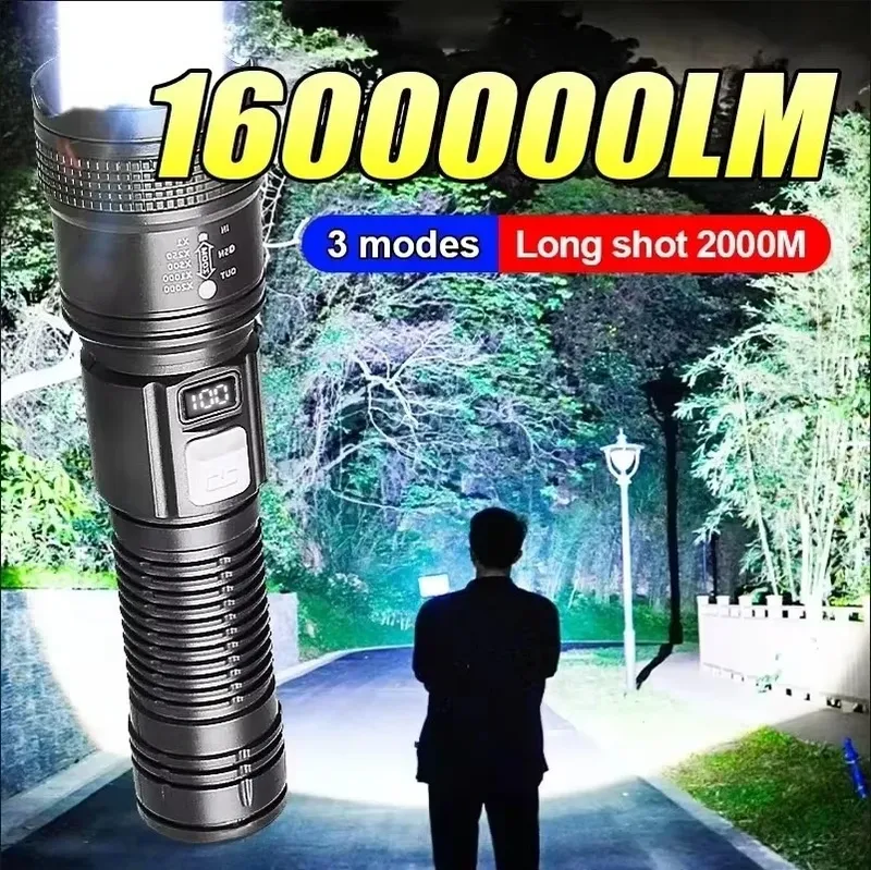 1600000 lm super helle Taschenlampe USB wiederauf ladbare LED Langstrecken taktische Taschenlampe im Freien wasserdichte Camping Angel laterne