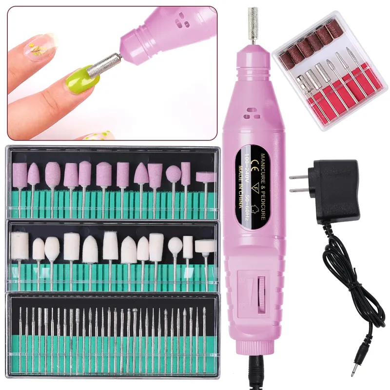 LINMANDA 6-in-1 elektrisches Nagelbohrer-Set zum Entfernen von Polierer, Maniküre, tragbare Nagelfeile, Nagelbohrgerät, Stift-Werkzeuge, Maschine