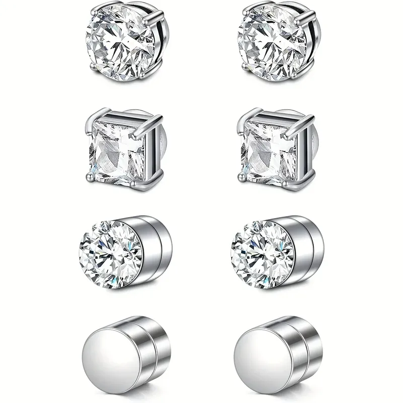 1 Paar Kristall-starke magnetische Ohrstecker-Clip-Ohrringe für Männer und Frauen, Punk, runde Zirkon-Magnet-Ohrringe, nicht durchdringender Schmuck