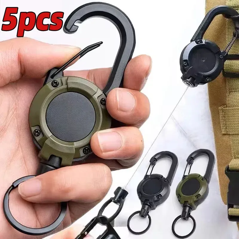Einziehbarer, robuster Karabiner mit Zugrolle, starke Stahldrahtseil-Schnalle, Federschlüsselanhänger, sportliches Aufsatz für den Außenbereich, Schlüsselanhänger-Werkzeug