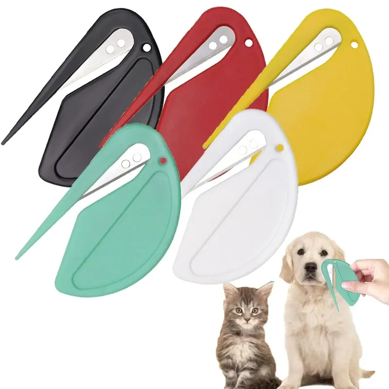 5-teiliger Haustierknotenschneider, farbenfrohes, perfektes Entwirrungswerkzeug für Katzen, kleiner und scharfer Pflegeknotenentferner