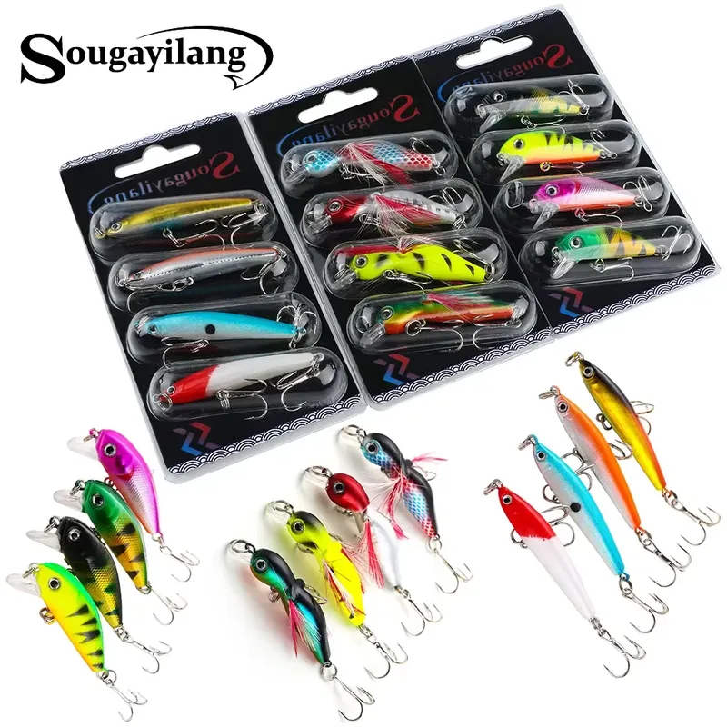 Sougayilang Angeln Köder Set 4PCS Wobbler Anti-korrosion Haken Bass Angeln Köder für Meer Karpfen Angeln Tackles de Pesca