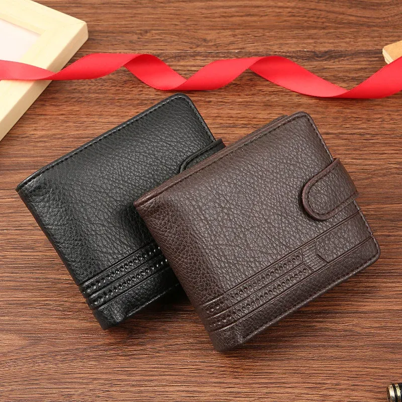 Schlanke Bifold-Geldbörsen für Herren, Leder, mehrere Kartenhalter-Geldbörsen mit Führerschein, Ausweis, Windows, kurze Geldbörse für Herren mit Münzfach