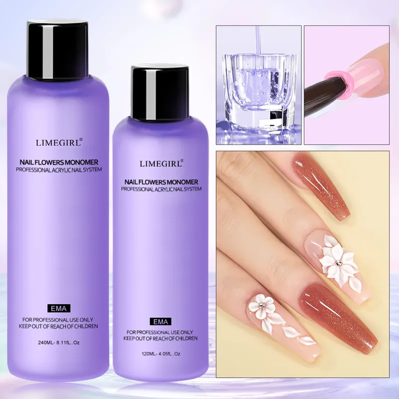 Limegirl Nagel-Acryl-Flüssigkeits-Monomerkristall, 40 ml/75 ml/120 ml/240 ml, für Nagelkunst, Acryl-Pulver-Verlängerung, professionelle Maniküre