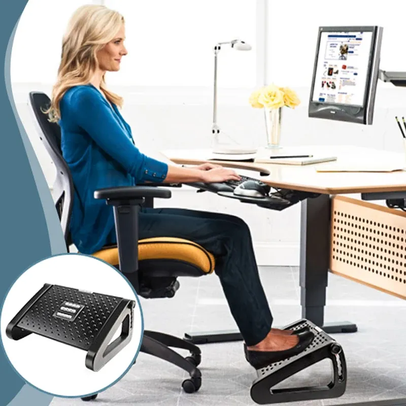 Fußstütze unter dem Schreibtisch, ergonomischer Fußhocker mit Massagerollen, Schreibtisch-Beinstütze, Schmerzlinderung für die Arbeit im Home-Office
