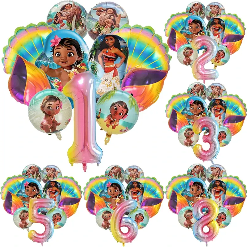 11 teile/satz Ozean Abenteuer Moana Cartoon Luftballons Set Baby Dusche Ersten Geburtstag Party Dekoration Lieferungen Shell Conch Globos
